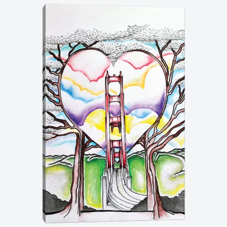 Golden Gate Heart Canvas Print #CWH29} by Carrie White Art Print