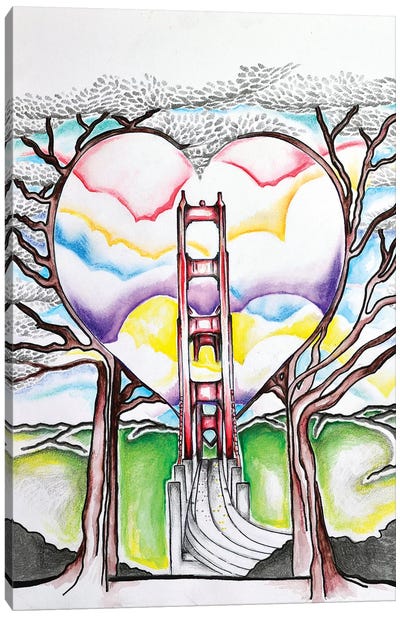 Golden Gate Heart Canvas Art Print - Carrie White