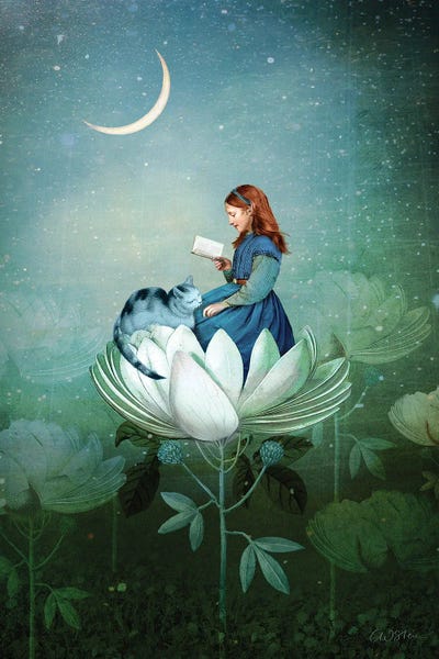 Large Floral & Botanical Art - Canvas Prints: Blue Stories by Catrin Welz-Stein