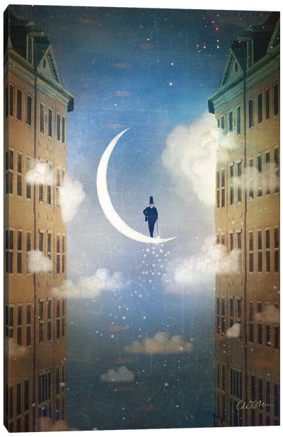 Good Night Canvas Art Print - Crescent Moon Art