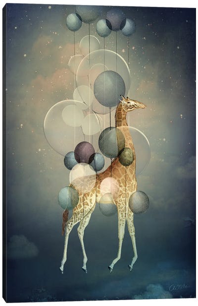 Flying High Canvas Art Print - Giraffe Art
