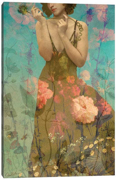 In The Meadow Canvas Art Print - Floral Portrait Art