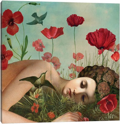 In The Poppy Field Canvas Art Print - Erotic Art