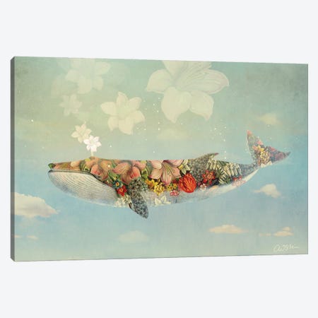 Flower Whale Canvas Print #CWS173} by Catrin Welz-Stein Canvas Artwork