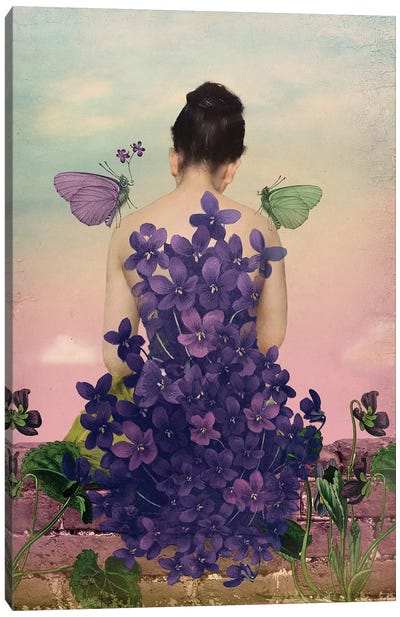 Violet Canvas Art Print - Floral Portrait Art