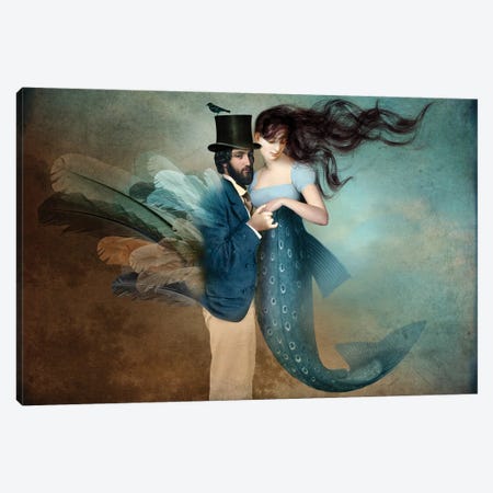 A Mermaids Love Canvas Print #CWS193} by Catrin Welz-Stein Canvas Artwork
