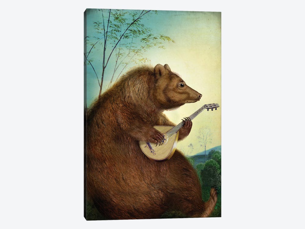 Mandolin Bear by Catrin Welz-Stein 1-piece Canvas Artwork