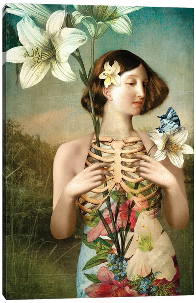 Death Canvas Art Print - Floral Portrait Art