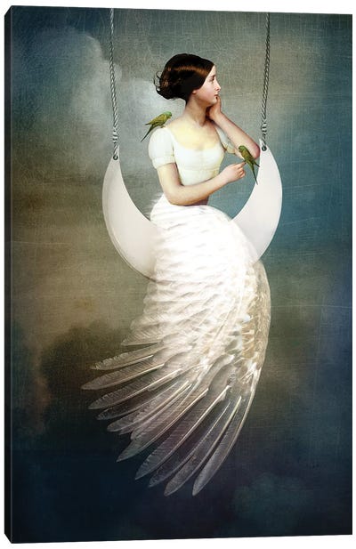 To The Moon And Back Canvas Art Print - Female Portrait Art