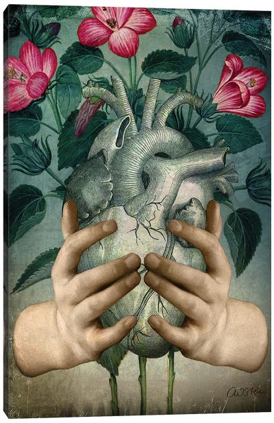 A Green Heart Canvas Art Print - Catrin Welz-Stein