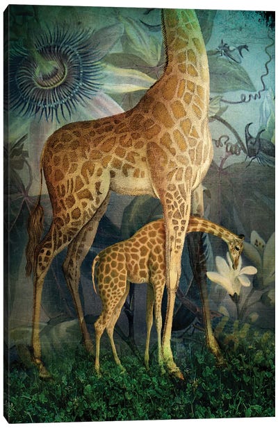 Jungle Life Canvas Art Print - Giraffe Art