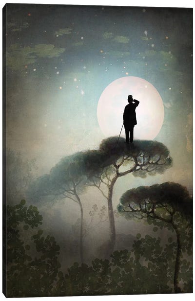The Man In The Moon Canvas Art Print - Dreamscape Art