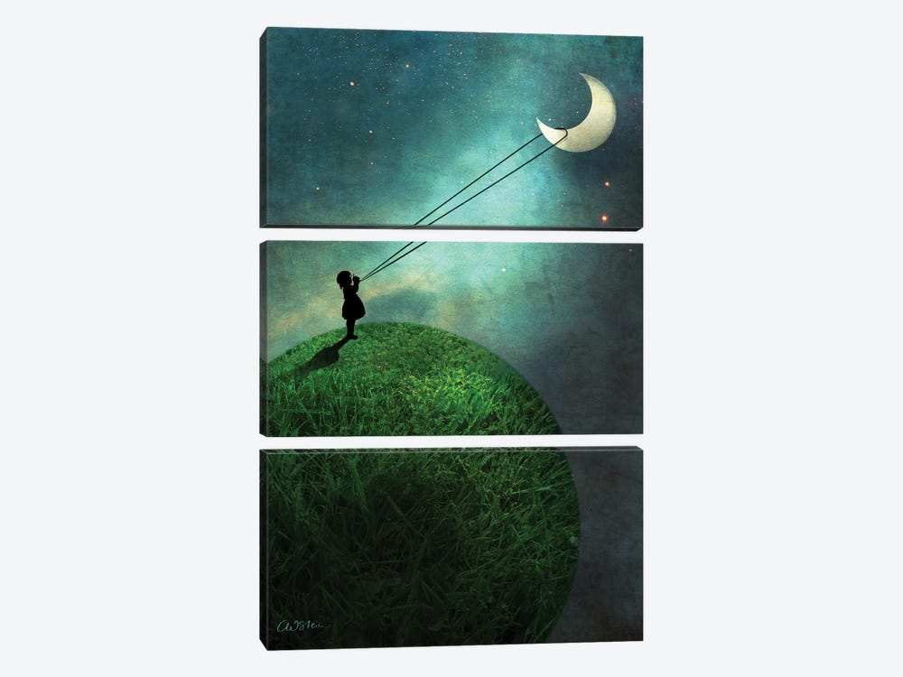 Chasing The Moon by Catrin Welz-Stein 3-piece Canvas Print