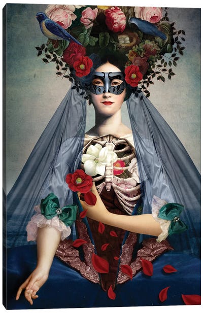 Dia de Los Muertos Canvas Art Print - Floral Portrait Art
