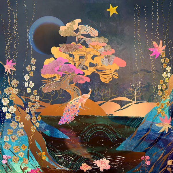 Peacocks: Tree And Peacock by Claire Westwood