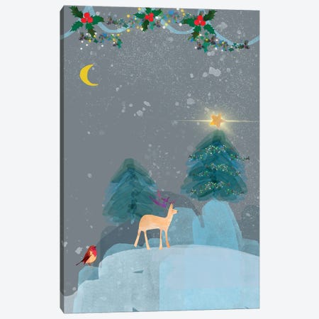 Star And Moon Canvas Print #CWW68} by Claire Westwood Canvas Art