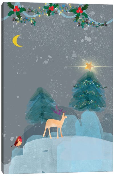 Star And Moon Canvas Art Print - Claire Westwood