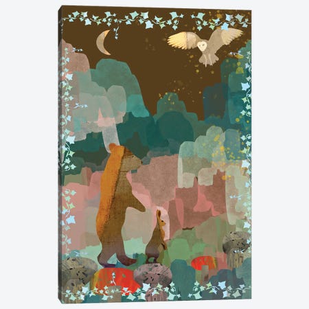 Bear And Hare Canvas Print #CWW6} by Claire Westwood Art Print