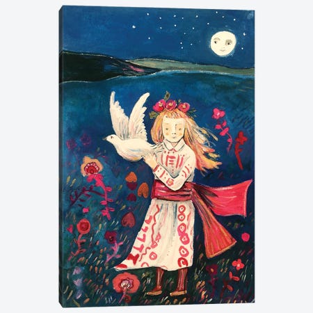 Ukrainian Girl With Dove Canvas Print #CWW83} by Claire Westwood Canvas Art