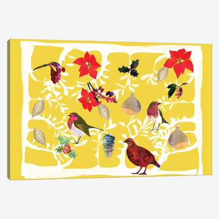 Yellow Festive Canvas Print #CWW91} by Claire Westwood Art Print