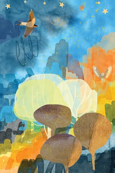 Yellow Trees by Claire Westwood framed canvas print