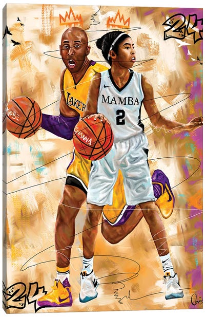 Kobe X Gigi Canvas Art Print - Athlete & Coach Art