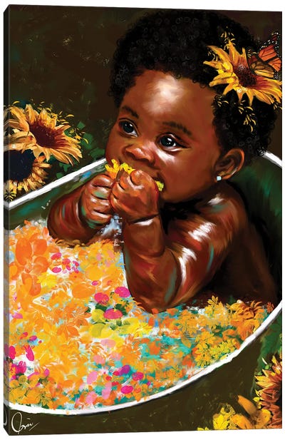 Brown Skin Girl "Hope" Canvas Art Print - Child Portrait Art
