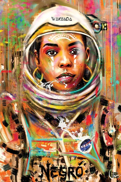 Space Negro by Crixtover Edwin metal wall art