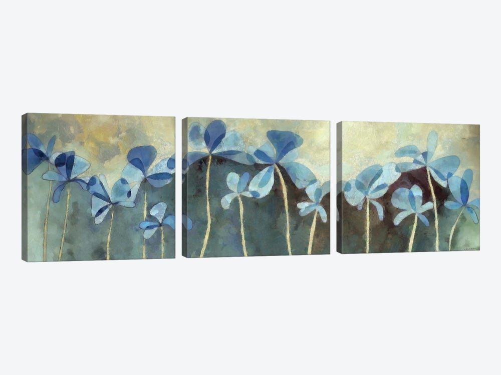 Blue Flowers by Cynthia Decker 3-piece Canvas Art