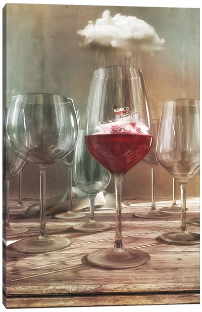 Any Port In A Storm Canvas Art Print - Wine Art