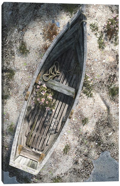 Washed Ashore Canvas Art Print - Rowboat Art