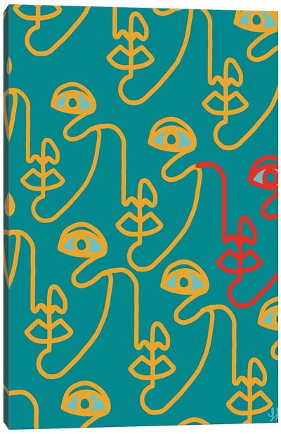 Multi-Face Mustard Canvas Art Print - Chromoeye