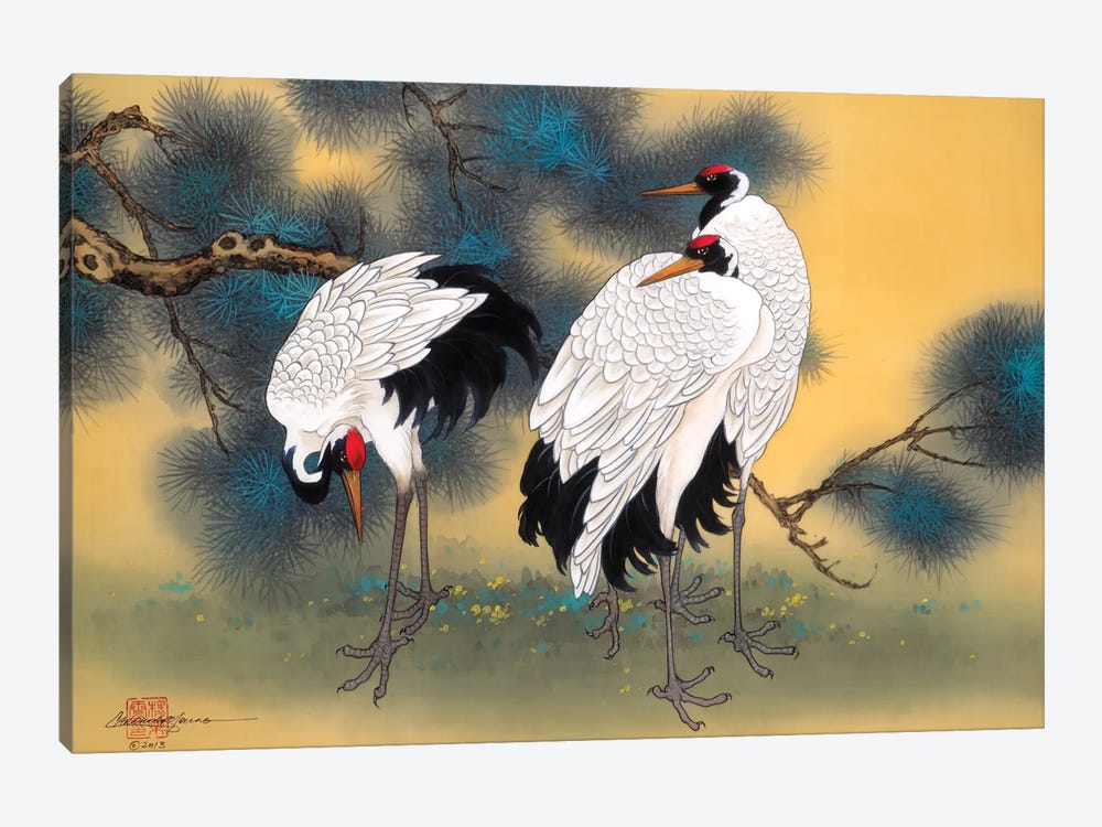 Morning Cranes by Caroline R. Young 1-piece Canvas Wall Art