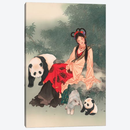 Pandas Of Wolong Canvas Print #CYG37} by Caroline R. Young Art Print