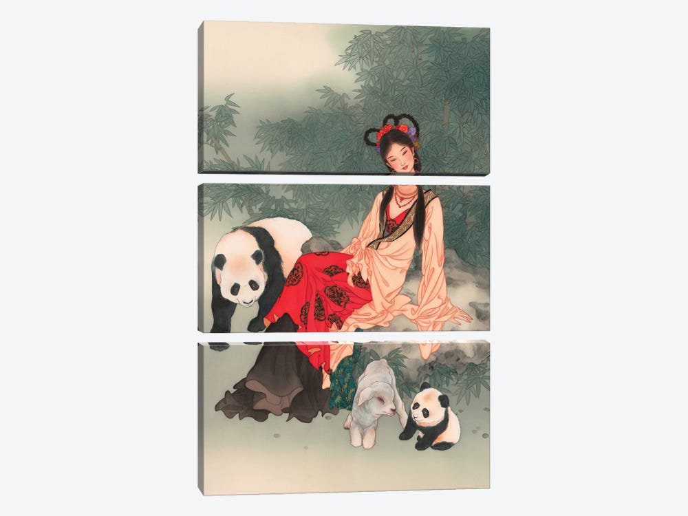 Pandas Of Wolong by Caroline R. Young 3-piece Art Print