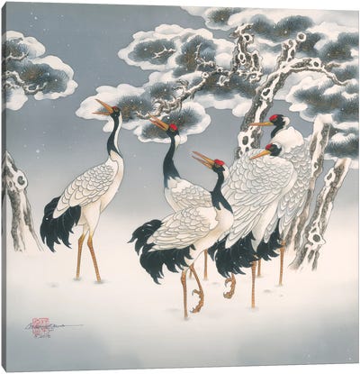 Waiting In The Snow Canvas Art Print - Crane Art