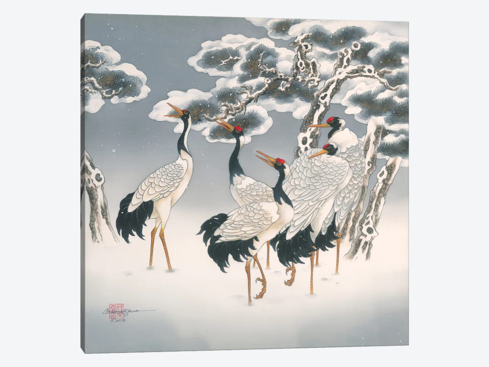 Waiting In The Snow by Caroline R. Young 1-piece Canvas Wall Art