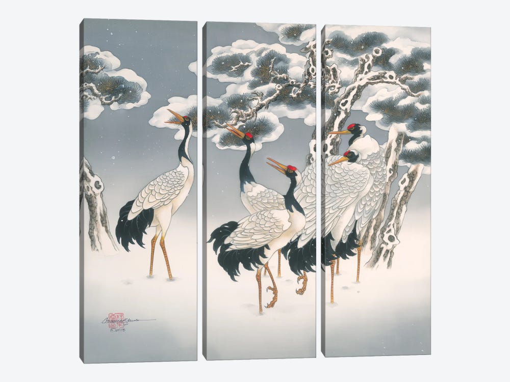 Waiting In The Snow by Caroline R. Young 3-piece Canvas Artwork
