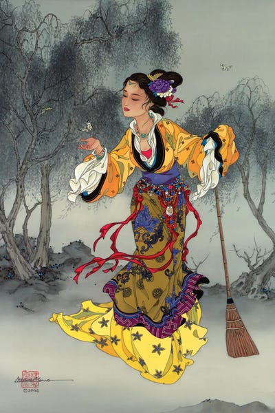 Chinese Décor: White Butterfly by Caroline R. Young