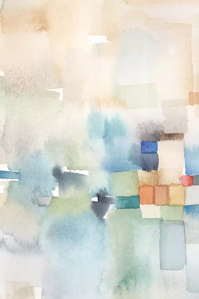 Teal Abstract Panel I by Cynthia Coulter framed canvas print