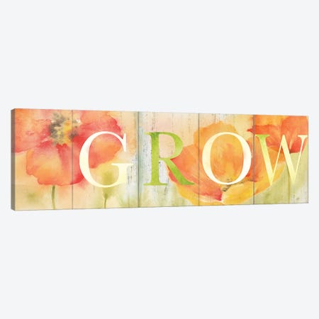 Watercolor Poppy Meadow Bloom Sign Canvas Print #CYN115} by Cynthia Coulter Canvas Artwork