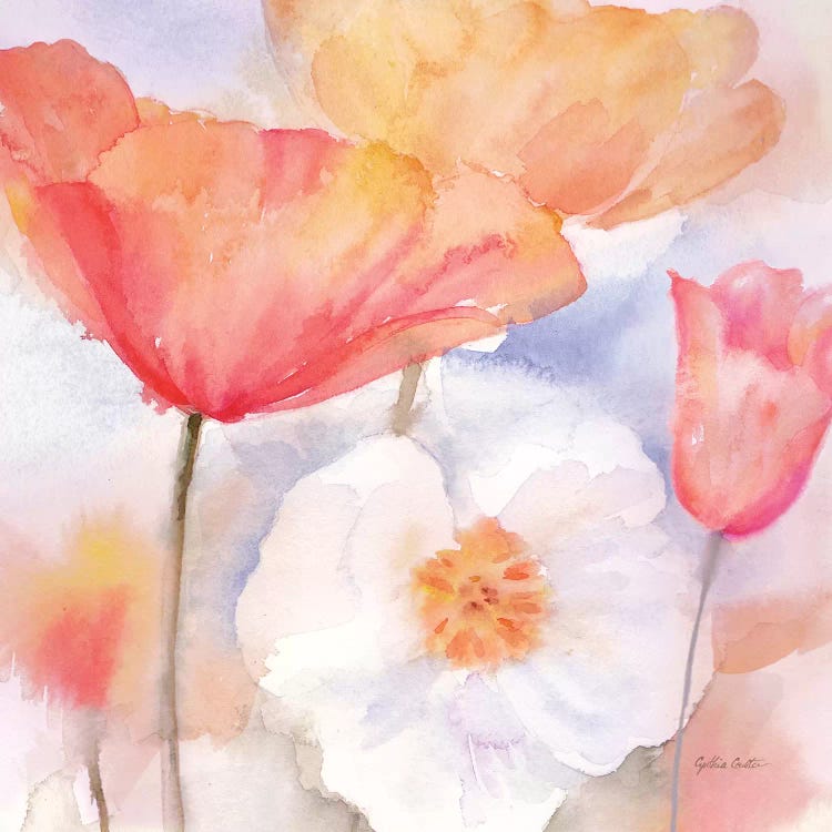 Watercolor Poppy Meadow Pastel I by Cynthia Coulter wall art