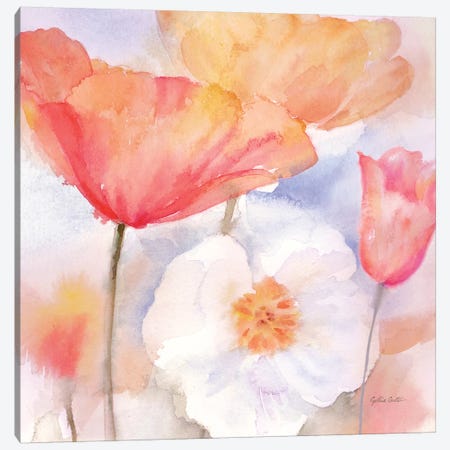 Watercolor Poppy Meadow Pastel I Canvas Print #CYN117} by Cynthia Coulter Canvas Wall Art