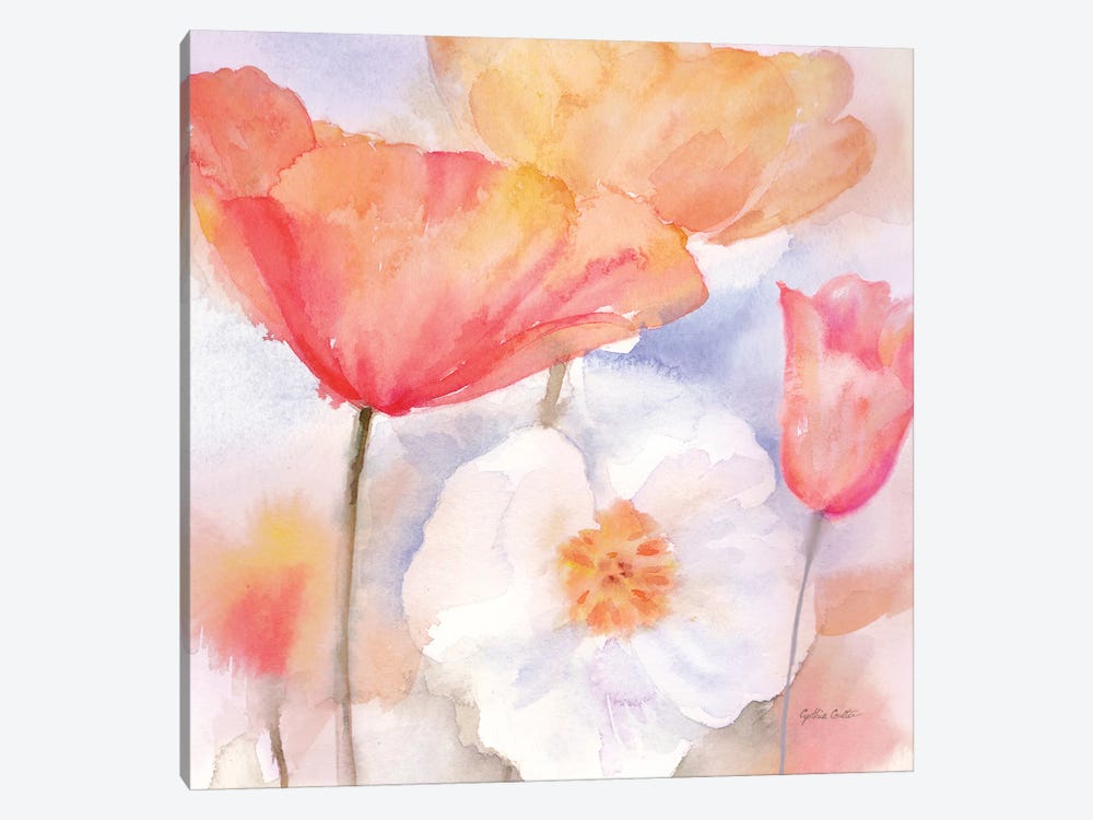 Watercolor Poppy Meadow Pastel I by Cynthia Coulter 1-piece Canvas Art Print