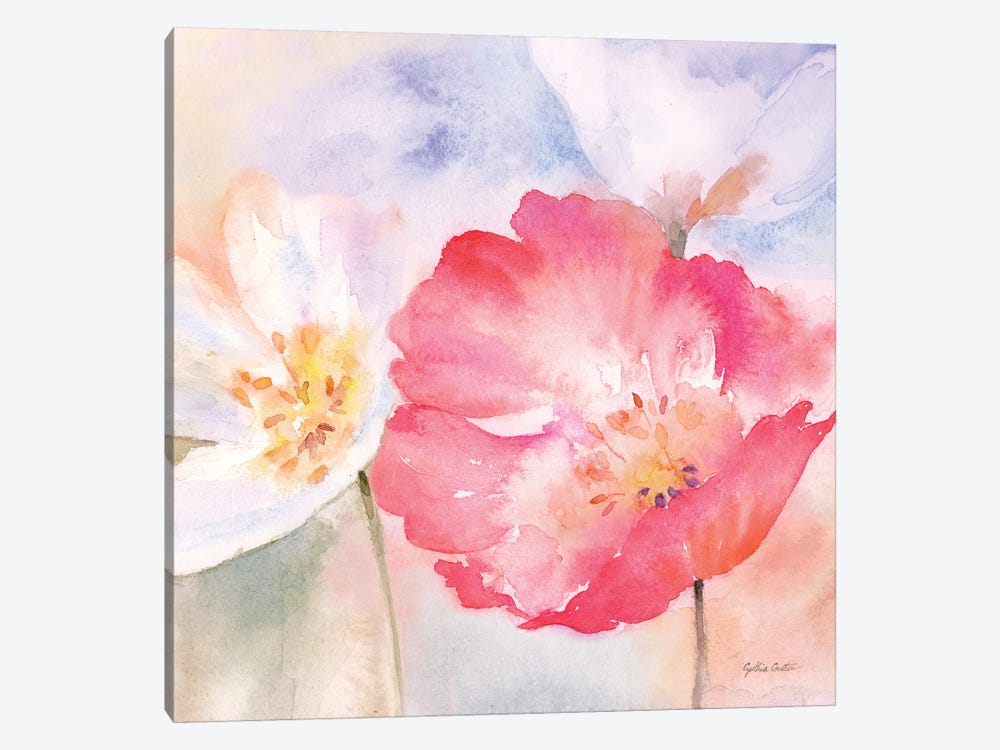 Watercolor Poppy Meadow Pastel II by Cynthia Coulter 1-piece Canvas Artwork