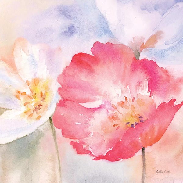 Roaring Brook Art: Watercolor Poppy Meadow Pastel II by Cynthia Coulter