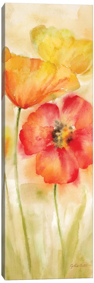 Watercolor Poppy Meadow Spice Panel I Canvas Art Print - Cynthia Coulter