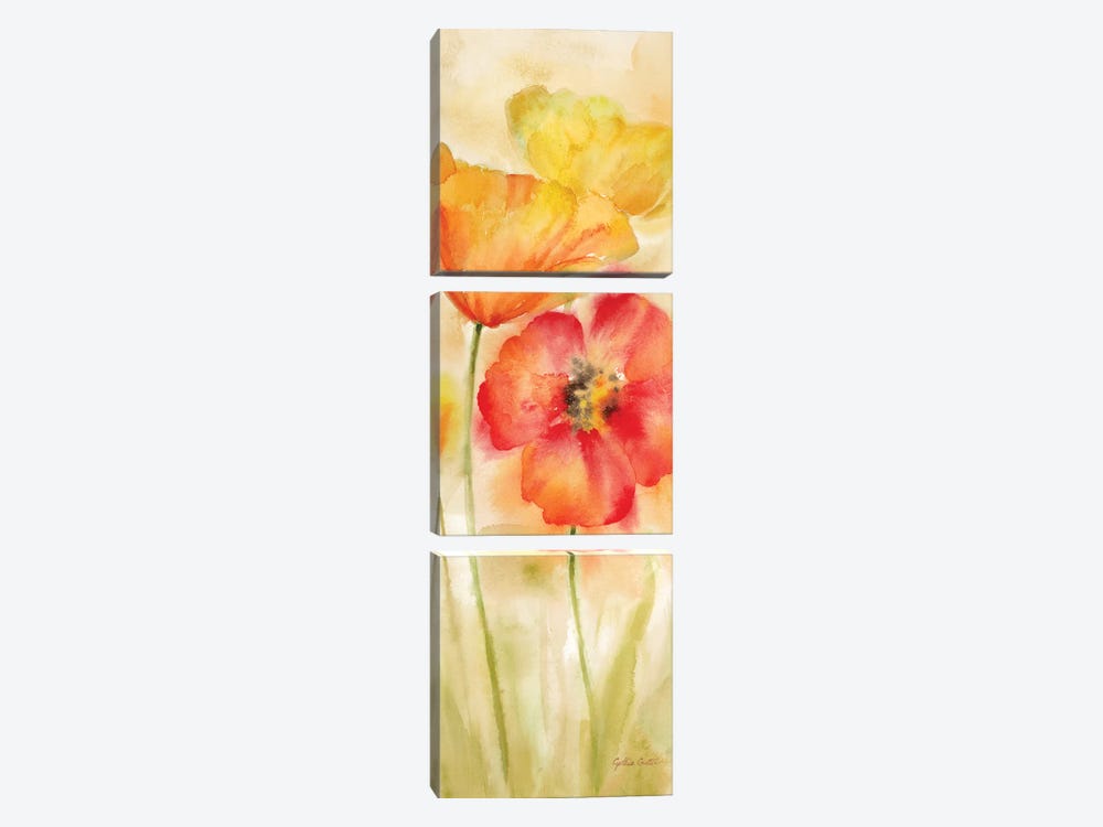 Watercolor Poppy Meadow Spice Panel I 3-piece Art Print