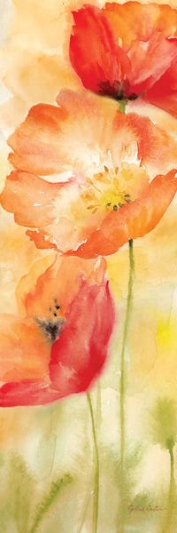 Roaring Brook Art: Watercolor Poppy Meadow Spice Panel II by Cynthia Coulter