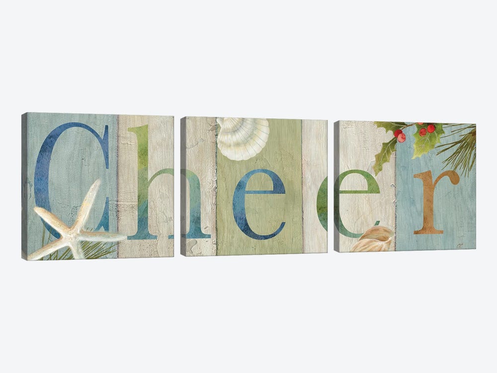 Cheer Coastal Sign II  by Cynthia Coulter 3-piece Canvas Print